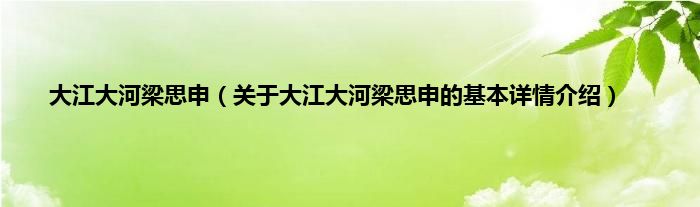 大江大河梁思申（关于大江大河梁思申的基本详情介绍）