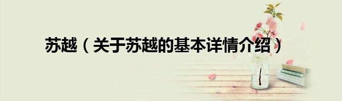 苏越（关于苏越的基本详情介绍）