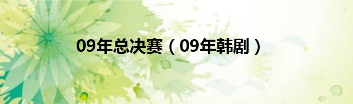 09年总决赛（09年韩剧）
