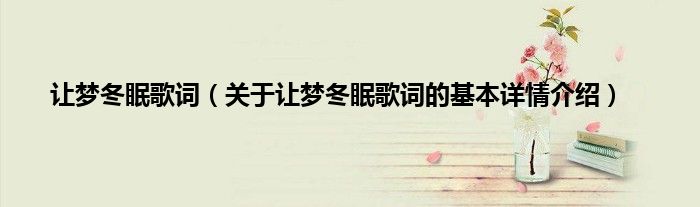 让梦冬眠歌词（关于让梦冬眠歌词的基本详情介绍）