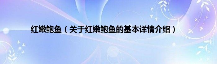 红嫩鲍鱼（关于红嫩鲍鱼的基本详情介绍）