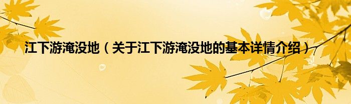 江下游淹没地（关于江下游淹没地的基本详情介绍）