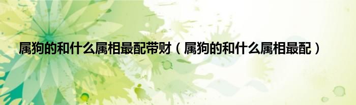 属狗的和什么属相最配带财（属狗的和什么属相最配）