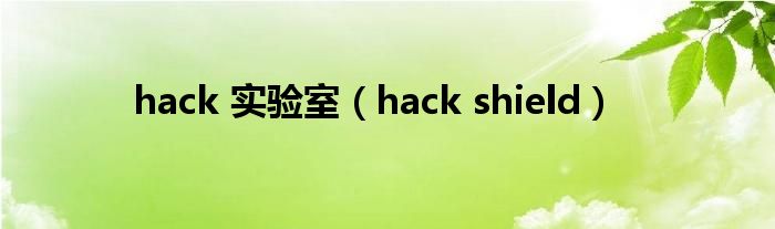 hack 实验室（hack shield）