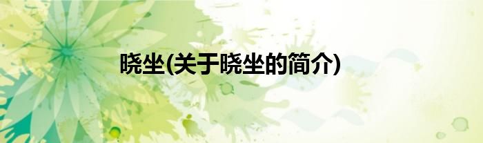 晓坐(关于晓坐的简介)