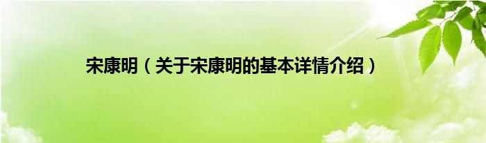 宋康明（关于宋康明的基本详情介绍）