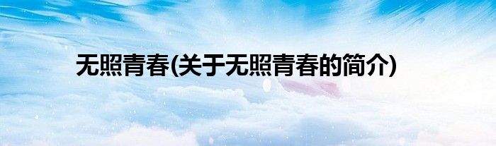 无照青春(关于无照青春的简介)