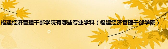 福建经济管理干部学院有哪些专业学科（福建经济管理干部学院）