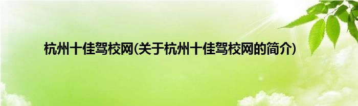 杭州十佳驾校网(关于杭州十佳驾校网的简介)