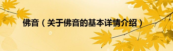 佛音（关于佛音的基本详情介绍）