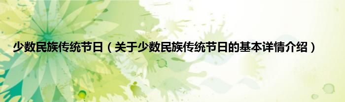 少数民族传统节日（关于少数民族传统节日的基本详情介绍）