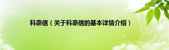 科奈信（关于科奈信的基本详情介绍）