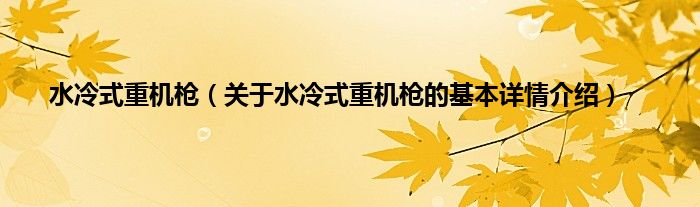 水冷式重机枪（关于水冷式重机枪的基本详情介绍）