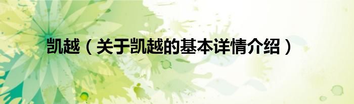 凯越（关于凯越的基本详情介绍）