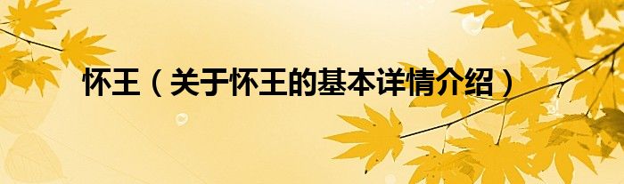 怀王（关于怀王的基本详情介绍）