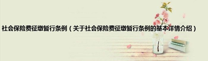 社会保险费征缴暂行条例（关于社会保险费征缴暂行条例的基本详情介绍）