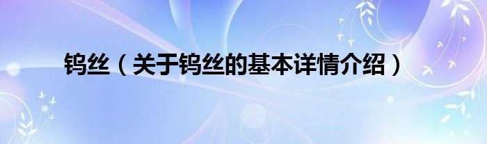 钨丝（关于钨丝的基本详情介绍）