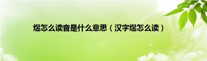 煜怎么读音是什么意思（汉字煜怎么读）