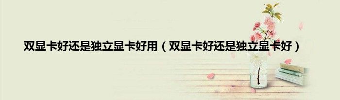 双显卡好还是独立显卡好用（双显卡好还是独立显卡好）