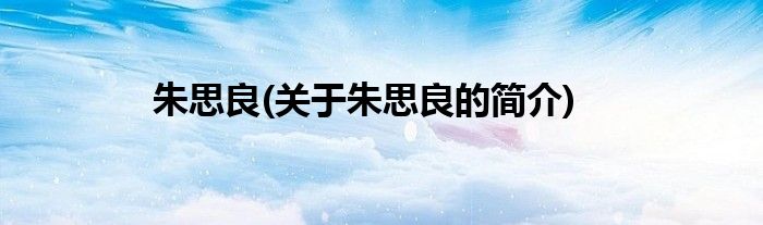 朱思良(关于朱思良的简介)